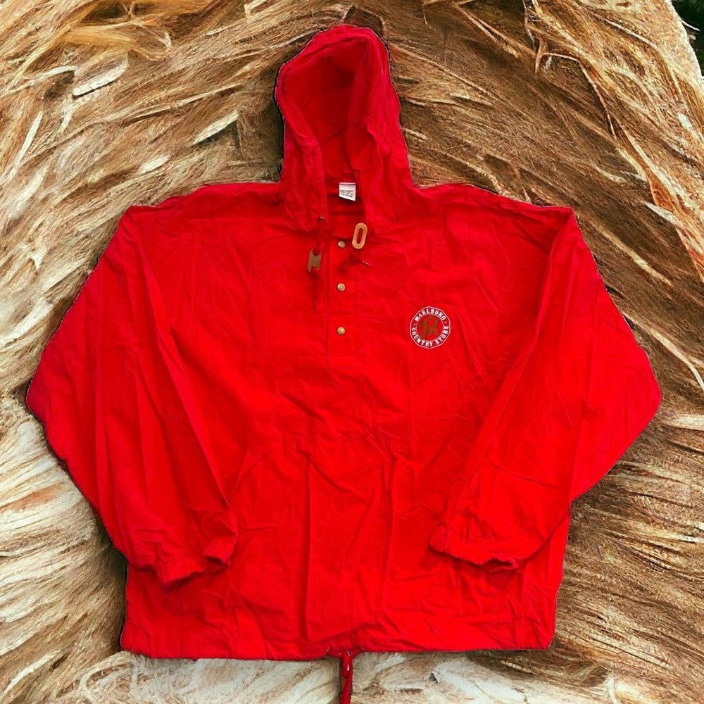Vintage Marlboro Red Country Store Quarter Button Pulllover Jacket Size XL